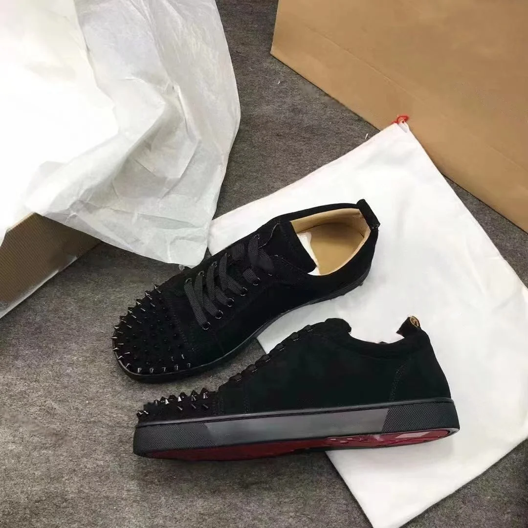 Factory Men Red Bottom Spike Shoes Men Real Genuine Leather Famous Brands for Women Luxury Designer Casual Sneakers