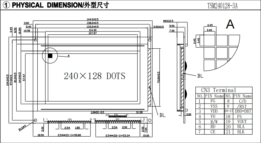 240x128 STN RA6963 Dots Resolution RA6963 COB Graphic Monochrome LCD Display Module