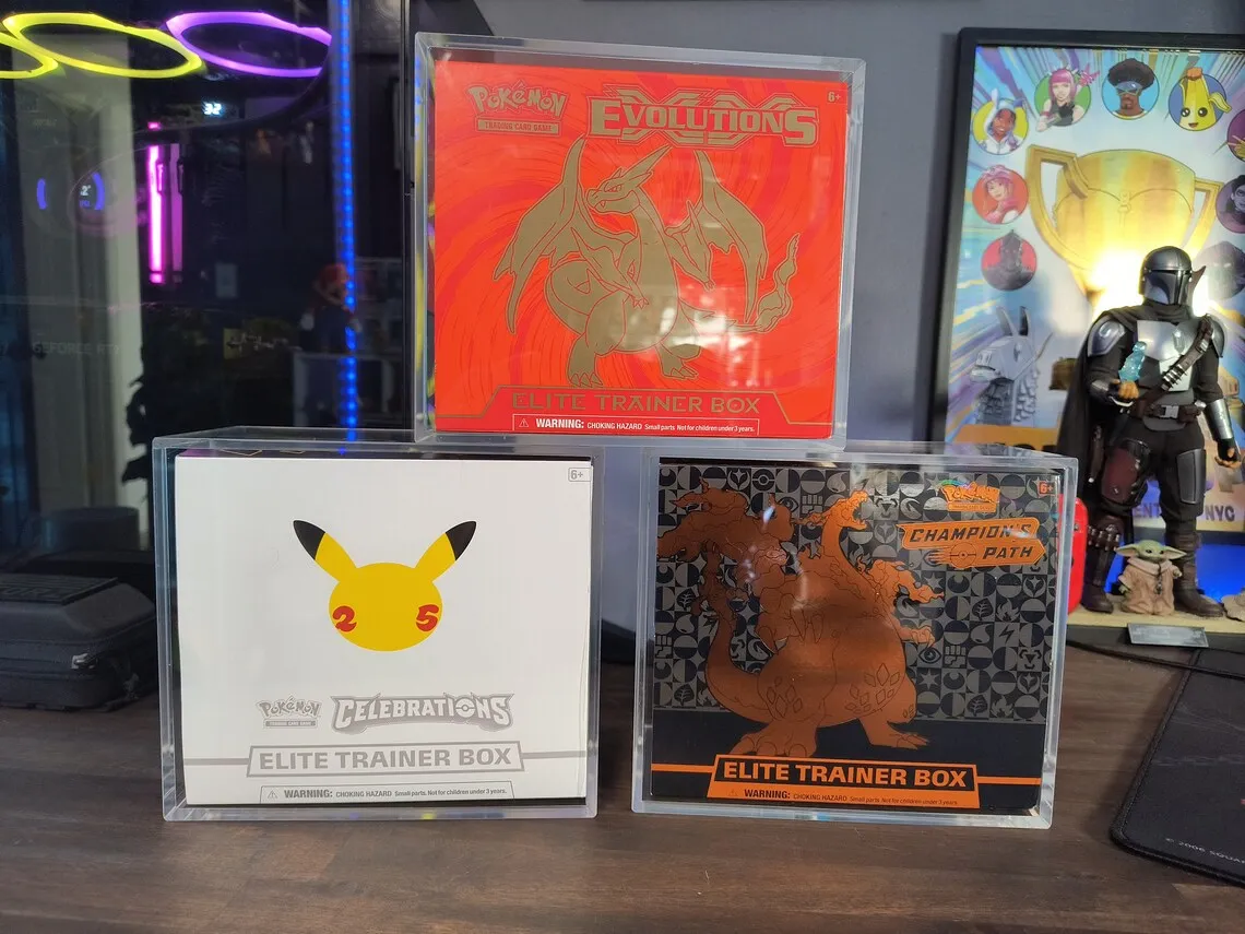 Высокое качество на заказ один кусок карты игры pokemon бустер коробка прозрачный акриловый