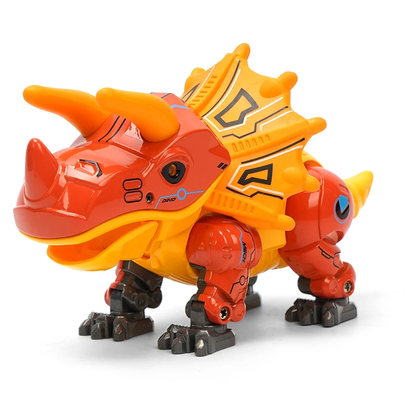 New DIY Robot Dinosaur Toys Shake Head Alloy Triceratops Animals Toys With Light Sound for Kids