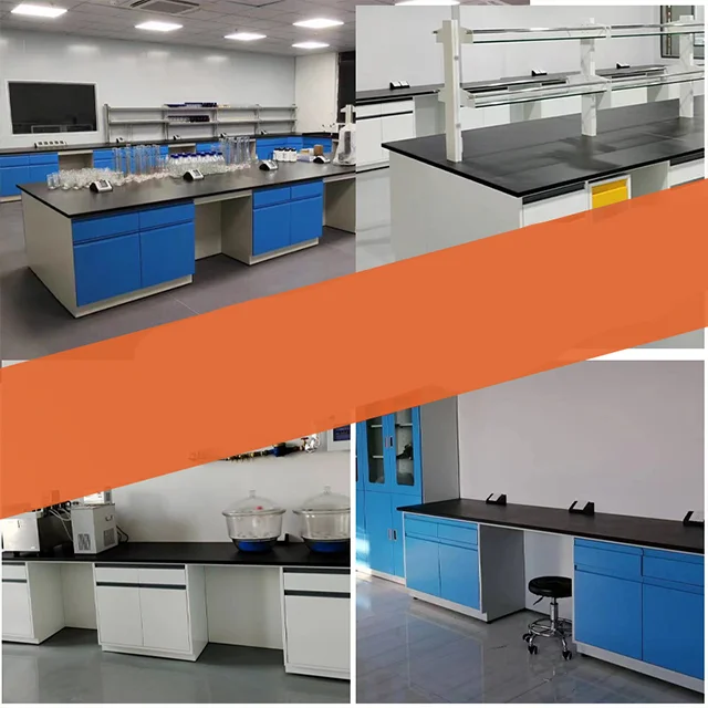 Professional design lab workstation layout with metal with cabinets