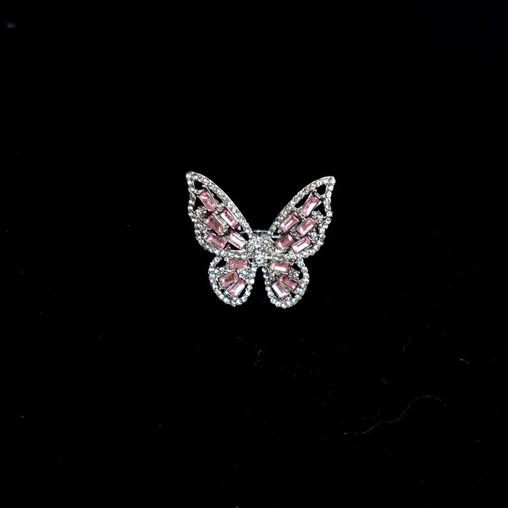 Silver Zircon Hollow Fly Butterfly Open Ring For Women Niche Design Personal Japan popular Accessories