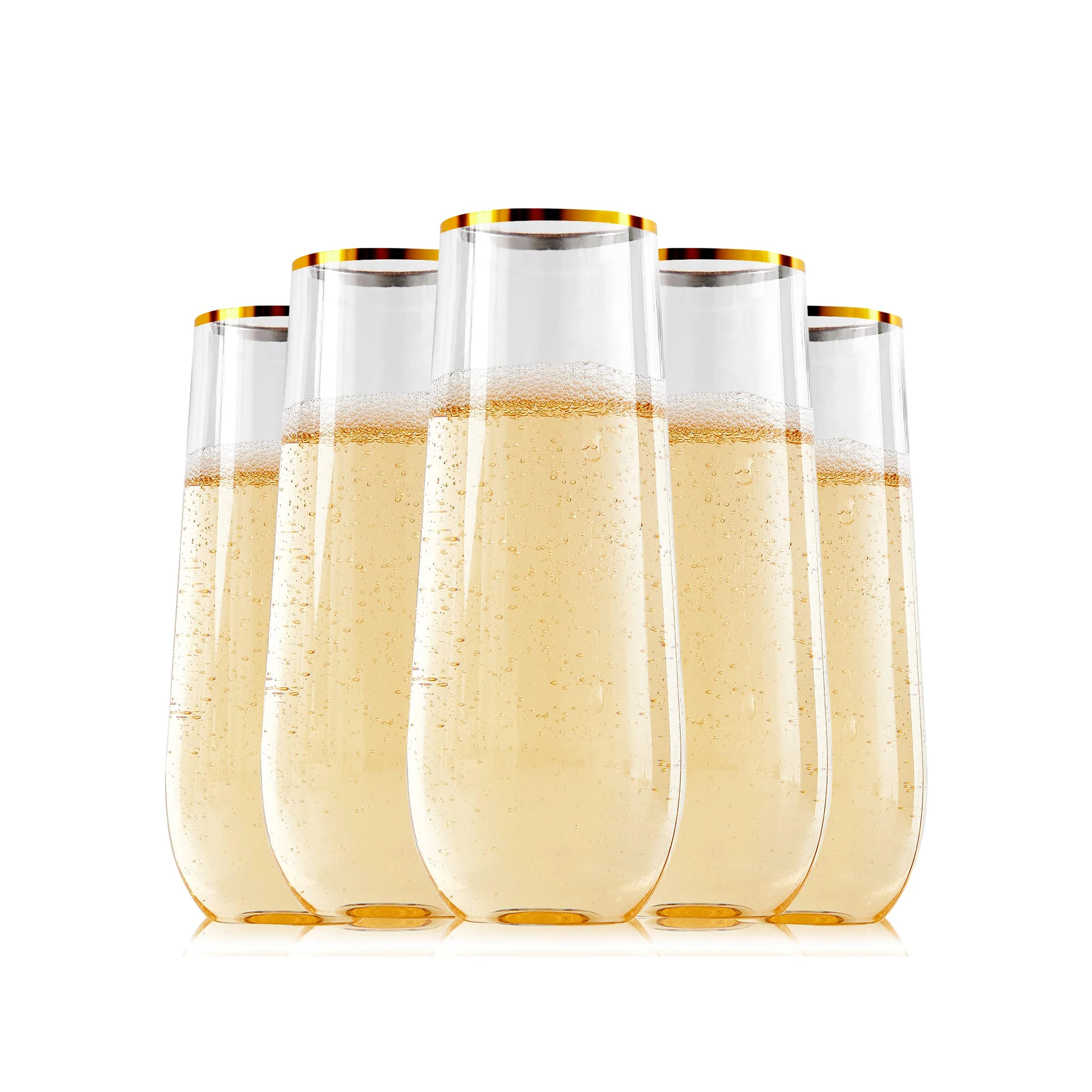 9 Oz Clear Unbreakable Stemless Disposable toasting Champagne Flutes Plastic Champagne Glasses