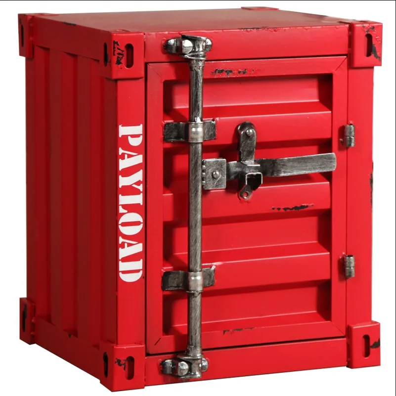 
Coffee Bar Hotel Customized Rural Square Storage Iron Industrial Retro Side End Small Container Table 