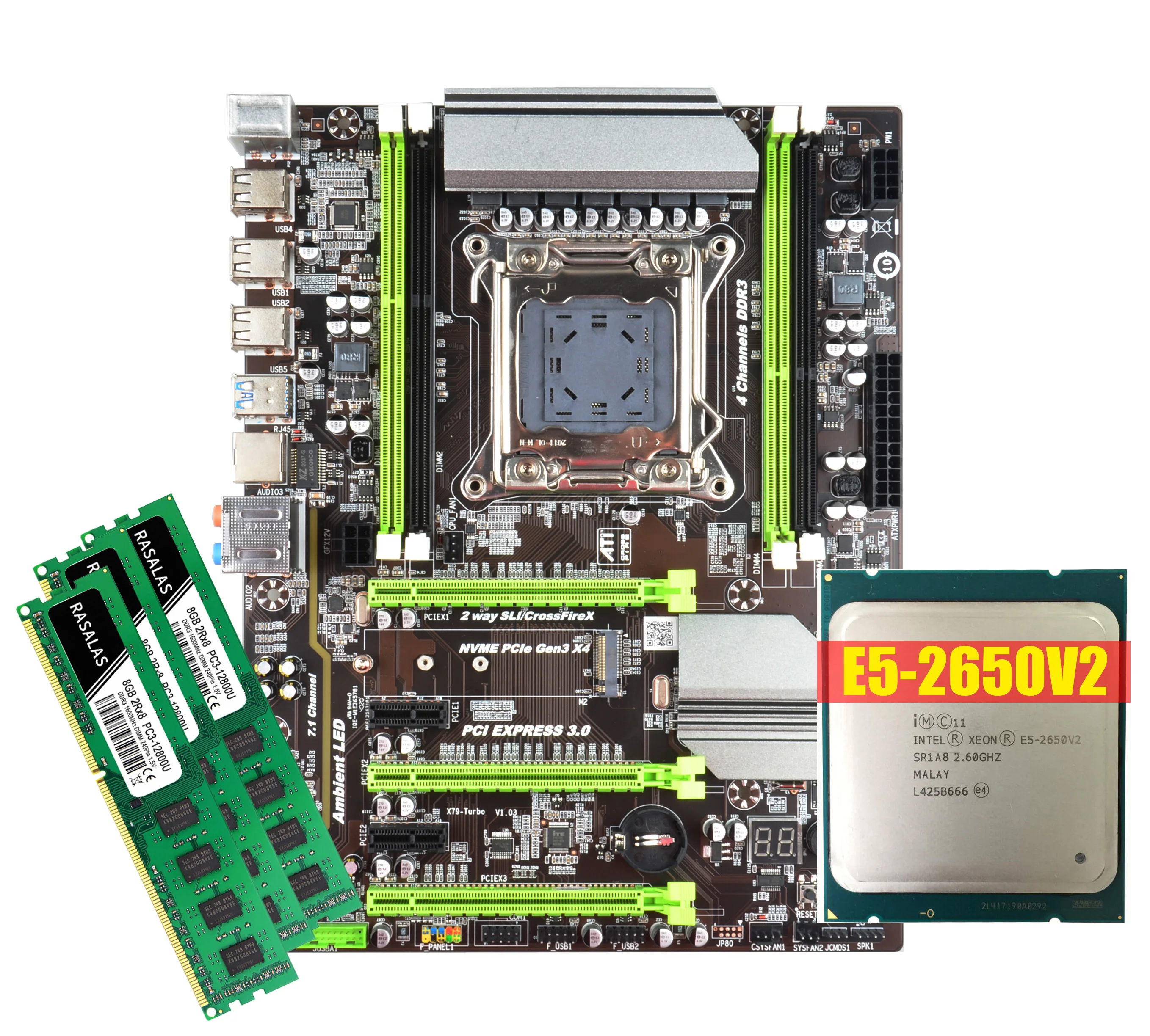  Комплект материнской платы X79 с LGA2011 комбо Xeon E5 2650 V2 CPU 16 Гб памяти Серверная оперативная