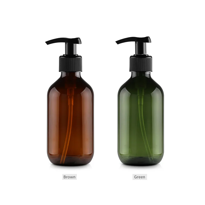 wholesale 300ml 500ml boston AMBER plastic cosmetic Lotion shampoo bottle for plastic packaging containers