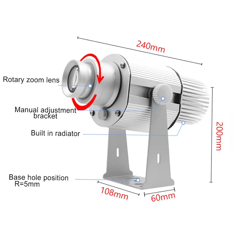 50W Outdoor Customized LED Gobo Advertising Logo Projector Light With Gyrating Function & Manual Zoom & Focus Customized Gobo