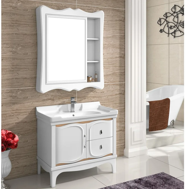 Decent Floor Mounted Bathroom Vanity Bathroom Vanity Cabinet Plywood Wood + Plywood with Mirror Modern with Led Light Solid