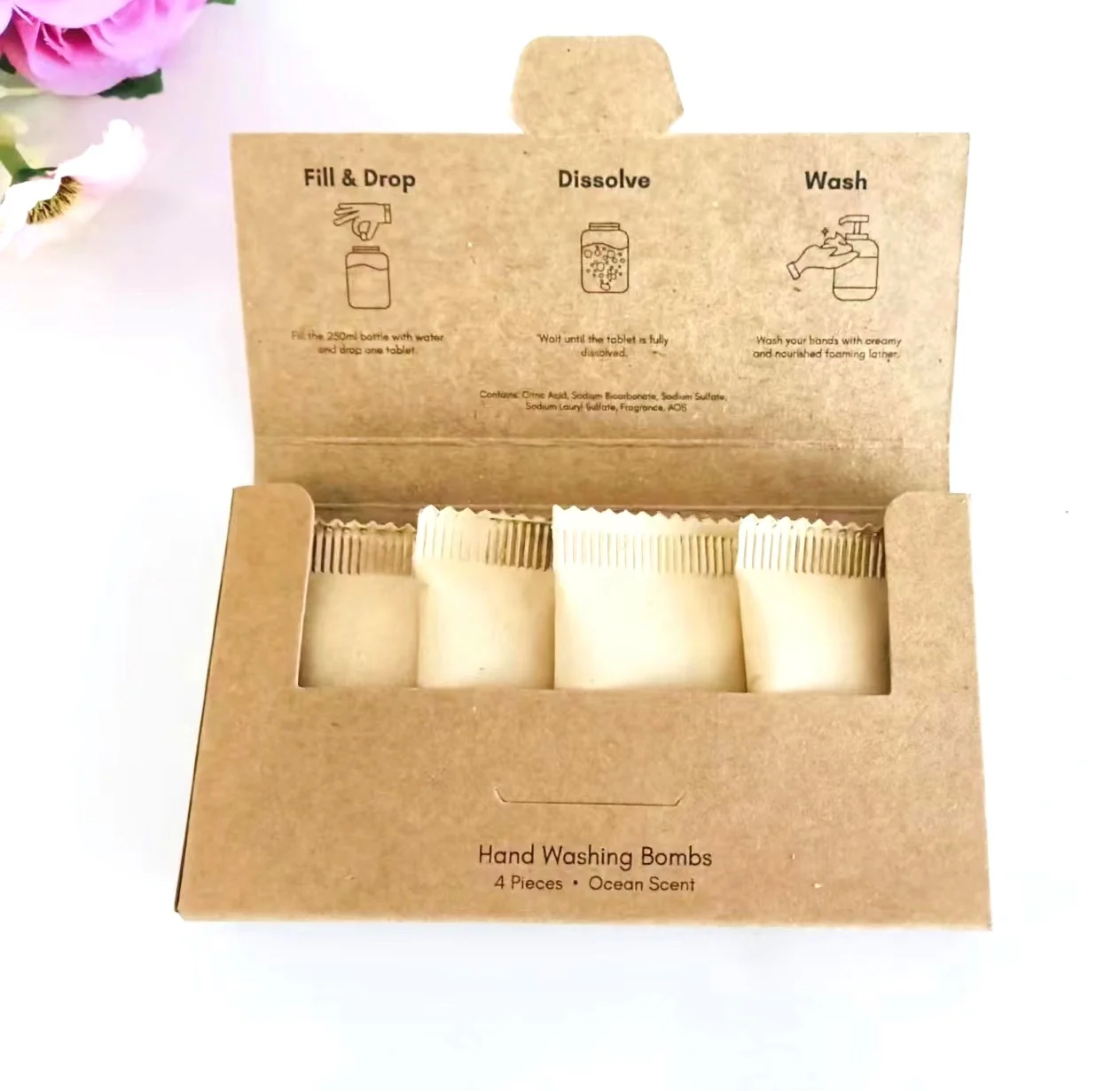 OEM 4 in 1 Auto Tablets Powder and Liquid Plant Hands Soap Foaming Tablet