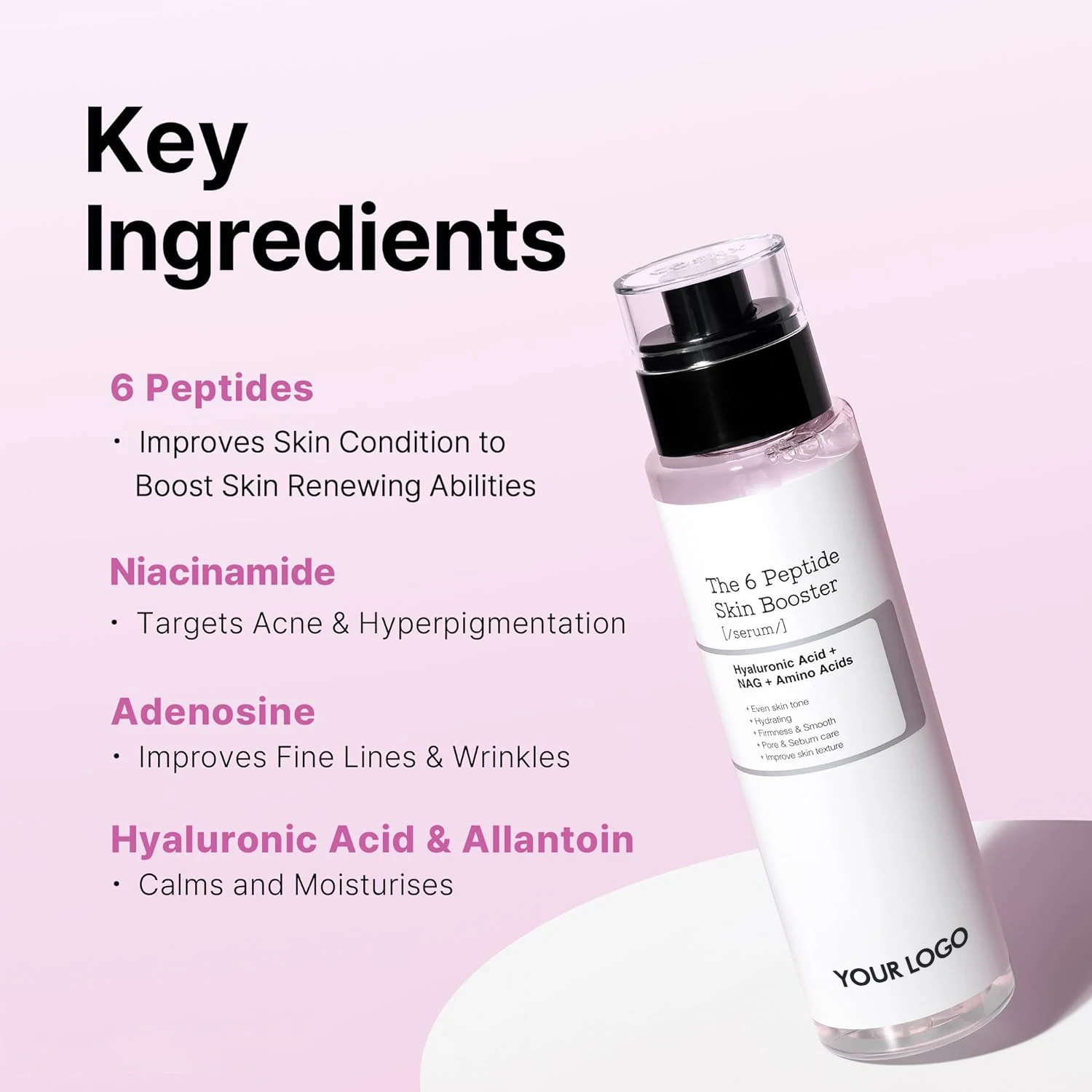 moisturize 6 peptide skin booster serum anti-aging and anti-wrinkle face serum hyaluronic acid hydrated facial essence nourish