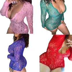 Wholesale hot transparent sleepwear underwear ladies lace bodysuit for women langerie sexy lingeries