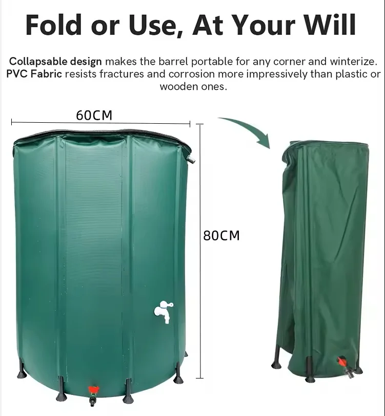 Rain barrel plastic collapsible rain barrel Green Water Storage Tank