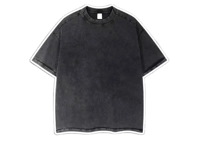 260g basic tshirt plain 100% cotton distressed washed fish mouth collar blank unisex t-shirts stone wash oversized plain tshirt