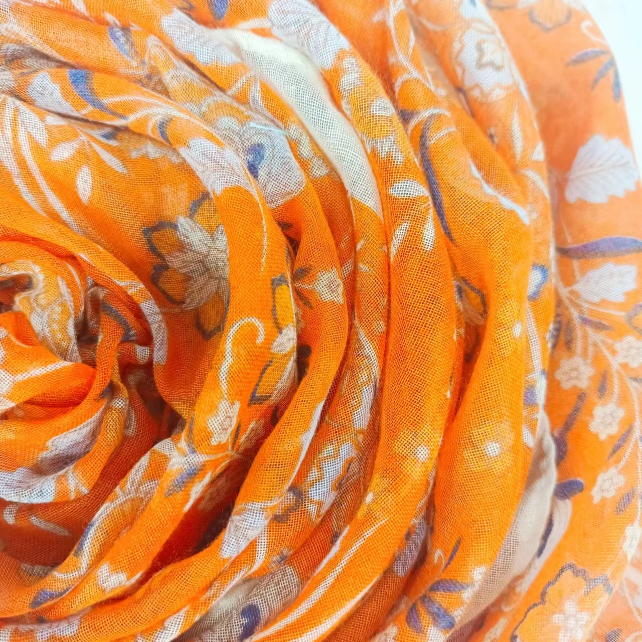 Wholesale custom ladies printed cotton viscose hijab shawl fashion women flowers muslim cotton scarf