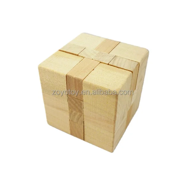 3D Intelligence Bamboo/Wooden Cube Puzzle Toy Game Luban Kongming Lock Brain Teaser Puzzle