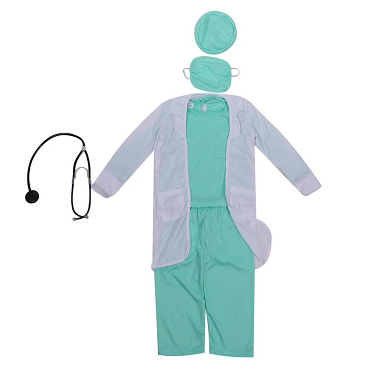 2021 Doctor Costume Cosplay Boys Girl Hospital Surgeon Dr Uniform Career Dress up Halloween Costume for Kids Carnival Party Suit