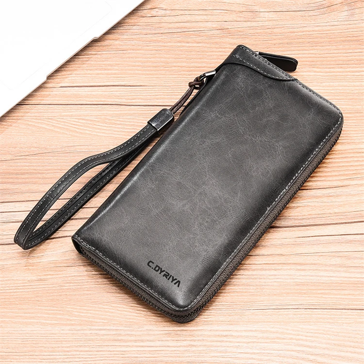 2024 brand name private label multi function large zipper atm card slim long mens wallet with logo