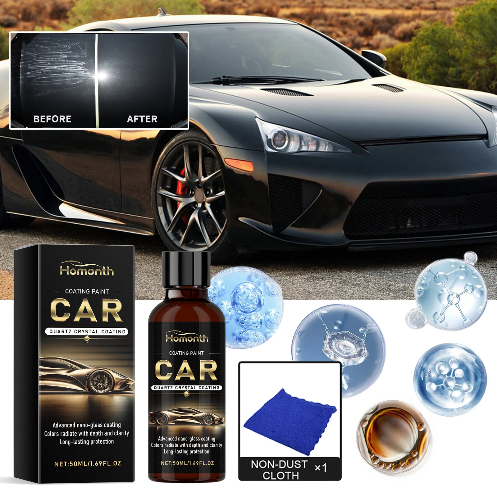 Homonth Crystal Coating Car Polishing Nano Crystal Coating Agent Restore Plastic Parts Crystal Coating Car