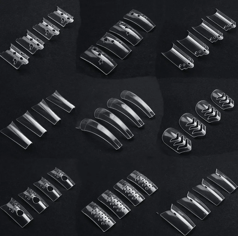 NO C Curve New Special Nail Tip Shapes Hollow Lace French False Finger Tips for Manicure Artificial Nails