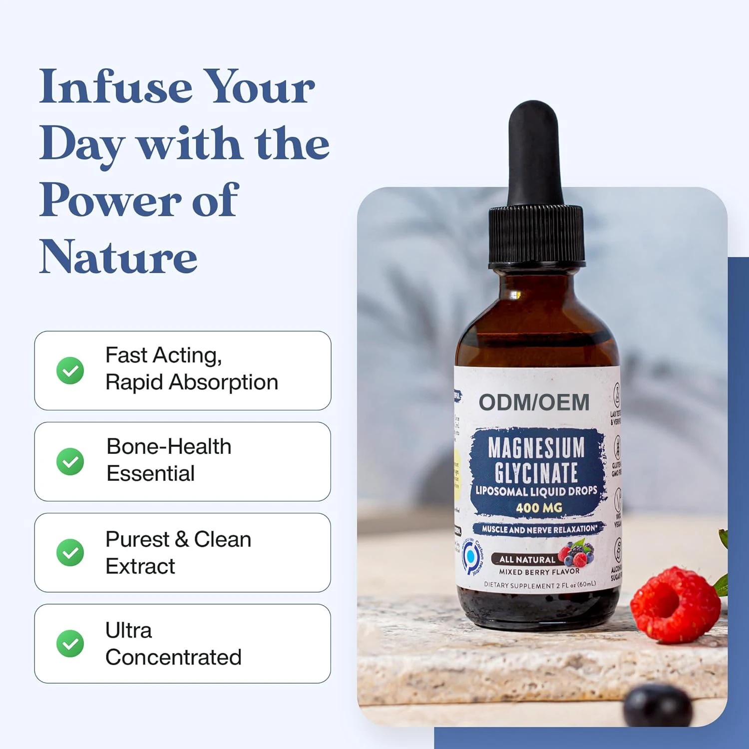 Private Label Magnesium Glycinate Liquid Drops Natural Mineral Supplement for Bone Health Essential Magnesium Supplement