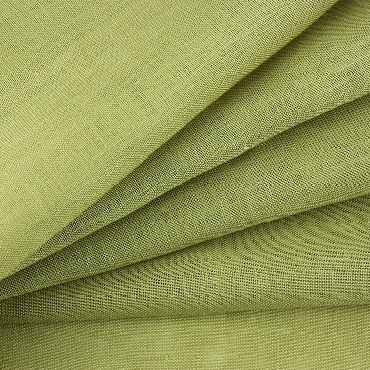 New fashion clothing solid color thickened plain linen fabric in stock 100% linen plain fabric