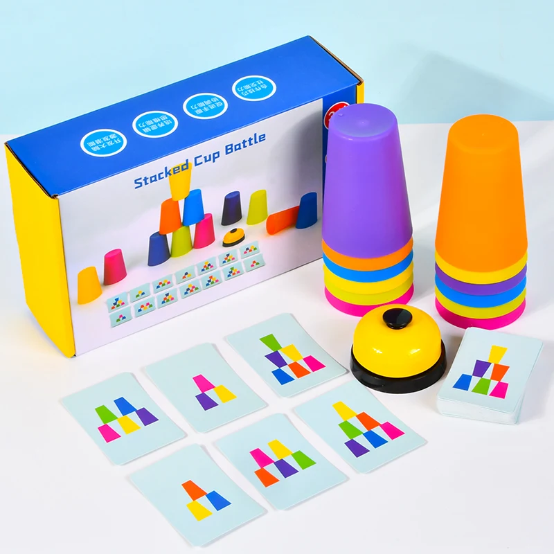 Double battle cup stacking challenge game focus training children early education educational toys parent-child interaction