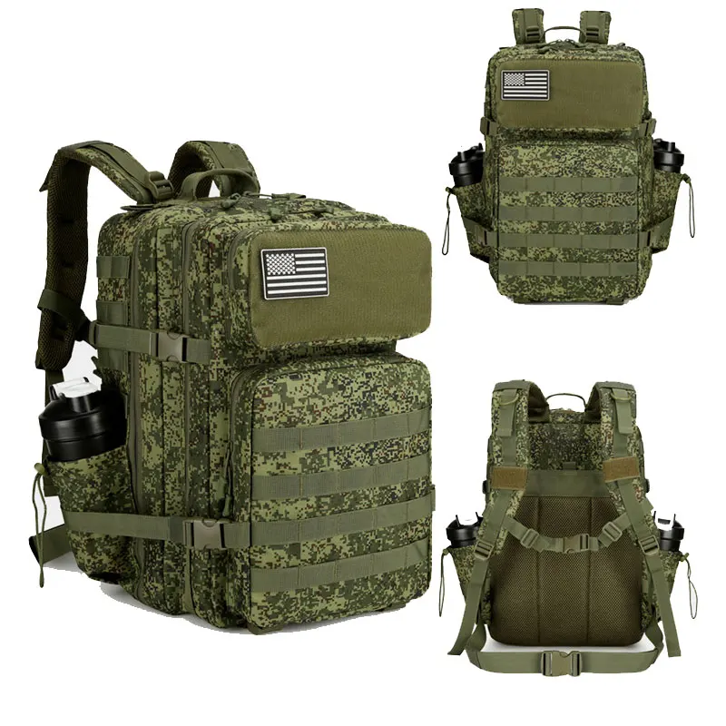 Multifunctional 45L Tactical Laptop Backpack Waterproof Gym Rucksack Zipper Closure Fashionable Polyester Lining Anti-Theft