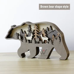 Christmas Wood Carved Handmade Ornament 3D Laser Cutting Wooden Home Decoration