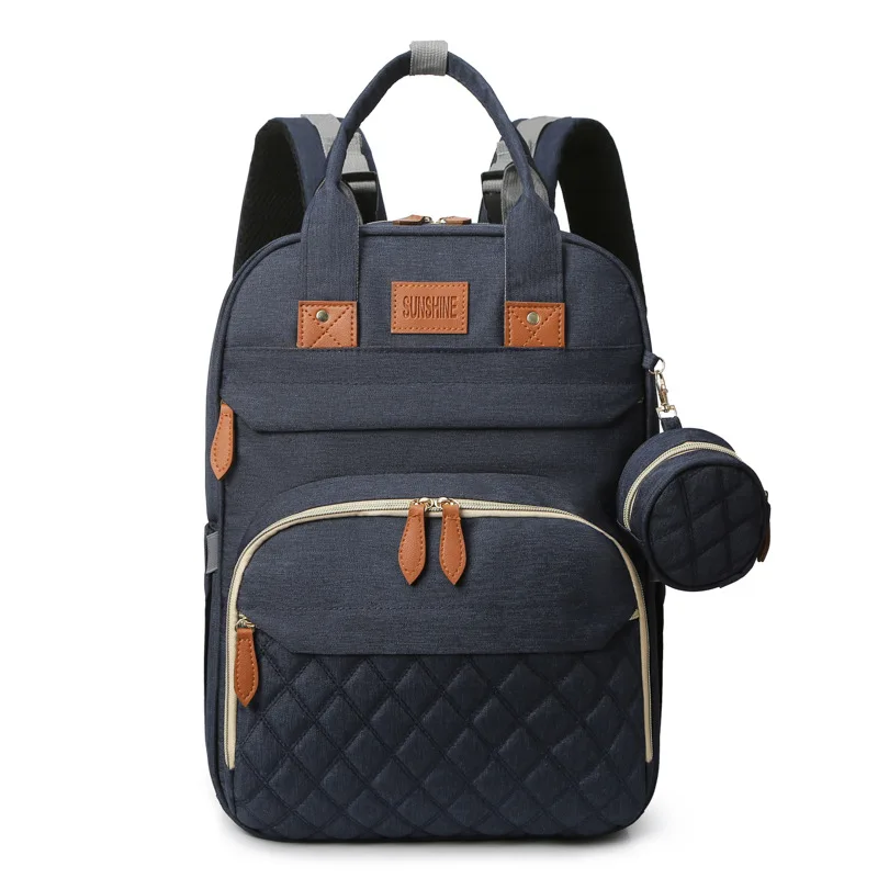 Large Capacity Fashion Polyester Mommy Backpack Travel Baby Diaper Organizer with USB and Waterproof Features for Busy Moms