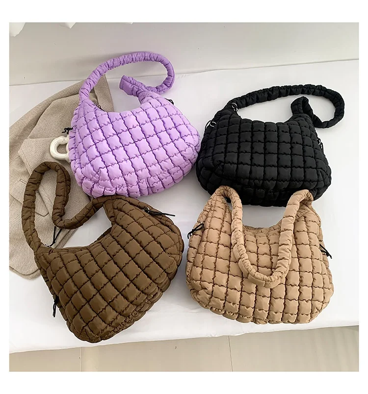 WB23 2024 Custom Lightweight Portable Shoulder Bags Nylon Padded Woven  Crossbody Women Down Purse Hobo Handbag Tote Bag
