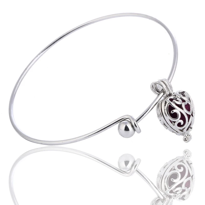 
YA002 Women Silver Heart Aromatherapy Essential Oil Diffuser Charm LAVA Stone Beads Diffuser Bracelets 