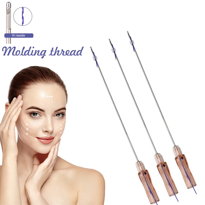 Strong effect face lifting absorbable  barbed molding cog 19G100mm sharp needle PDO threads for eye brow