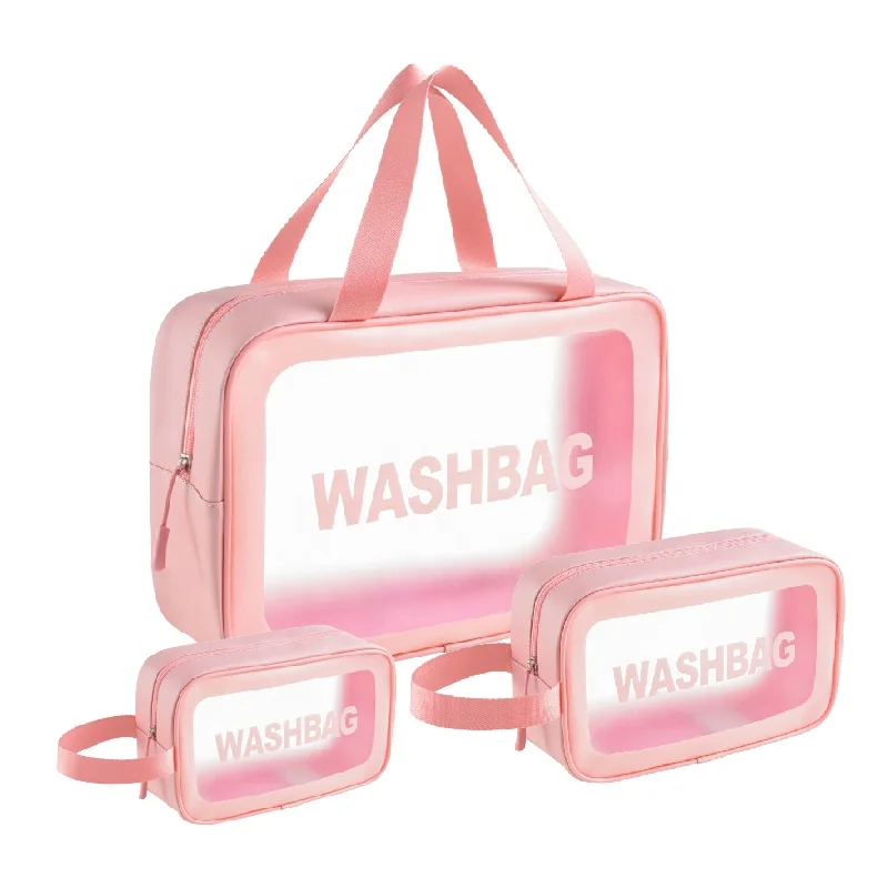 Clear Pvc Travel Wash Bag Toiletry Waterproof Plastic Cosmetic Makeup Bag for Bathroom