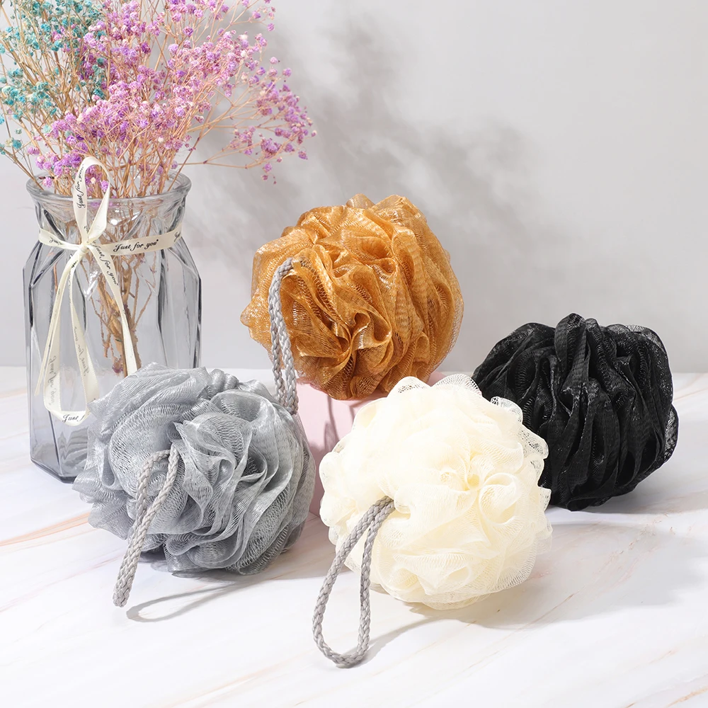 Bath Shower Loofah Sponge Flower Shape Mesh Pouf Shower Bath Ball Exfoliating Body Loofah