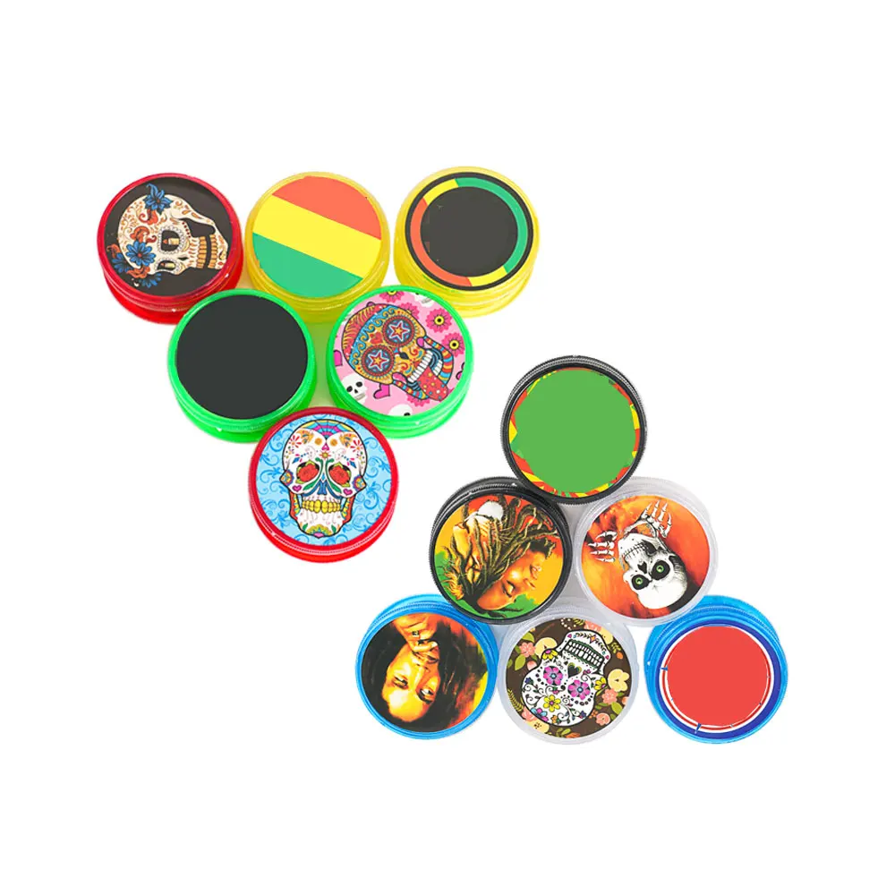 Wholesale High Quality Cheap Custom Plastic Herb Grinder 2 Layers Color Random Plastic Manual Herb Grinder