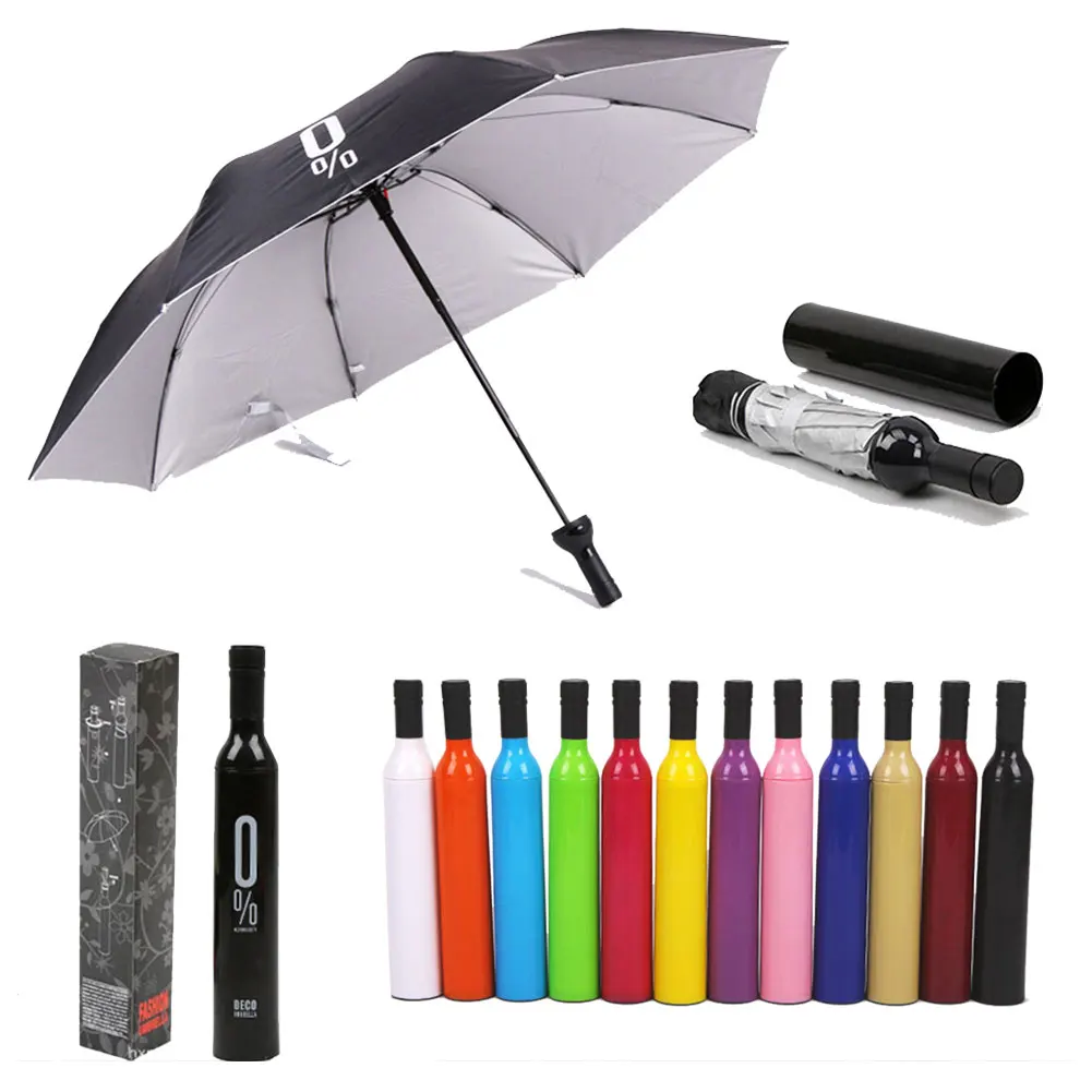 Personalized Customized Logo Gift, Advertising 3 Fold Wine Bottle Umbrella/
