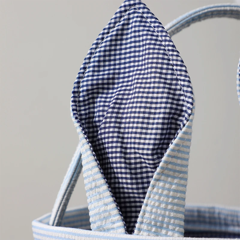 Personalize Easter Decoration Egg Gift Bag Wholesale Seersucker Bunny Ears Easter Basket