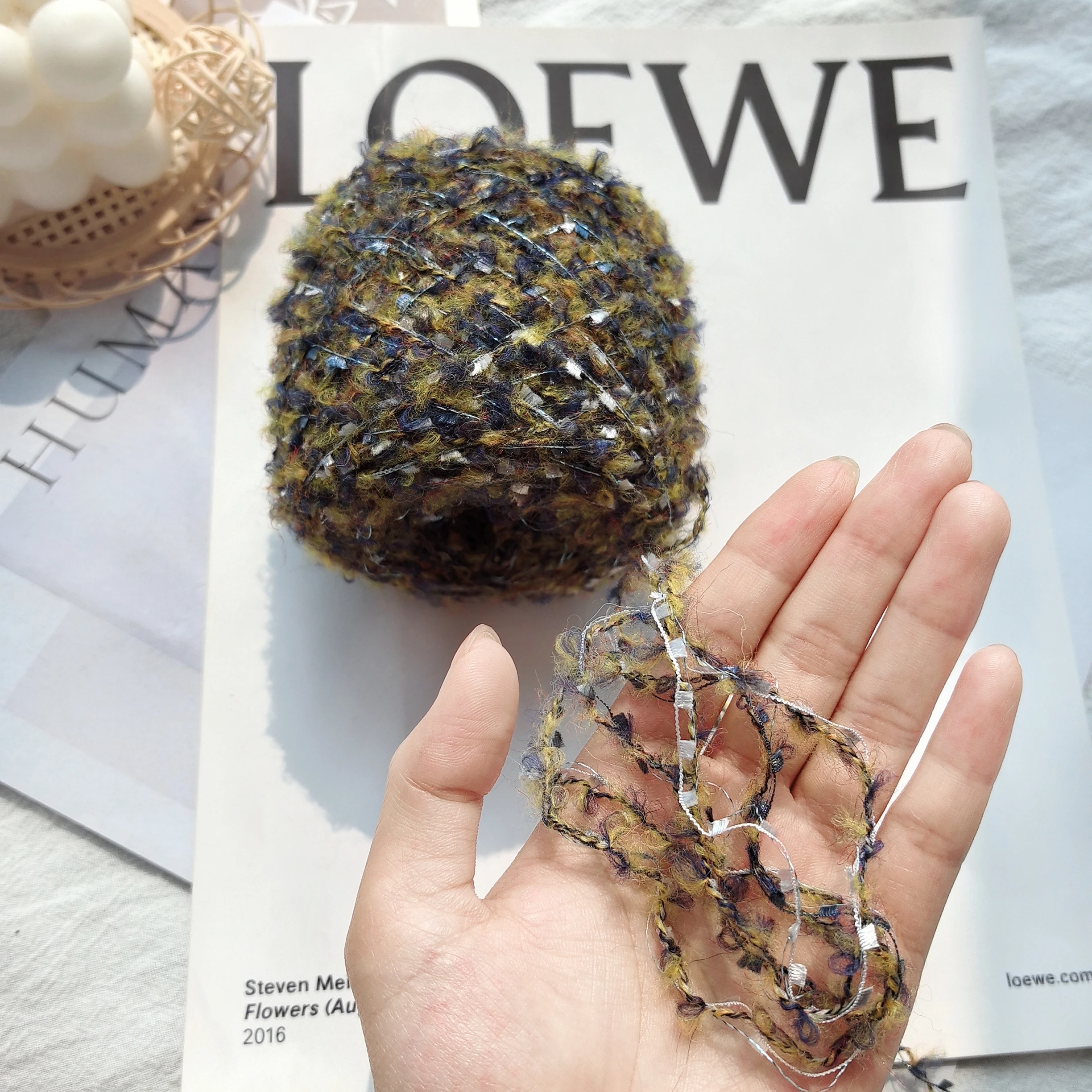 2024 Newest loops and threads yarn butterfly sequin yarn fluffy yarn crochet sweater