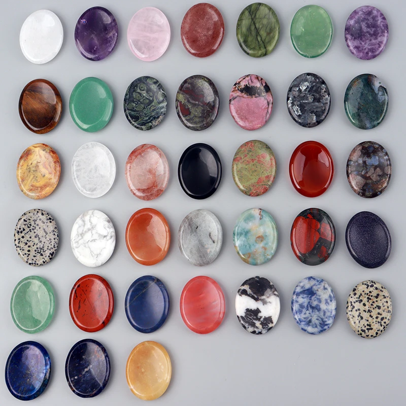 Natural Crystal Elliptical Thumb Stone Mini Polished Palm Stone Ornament Home Decor Religious Chakra Craft Meditation Healing