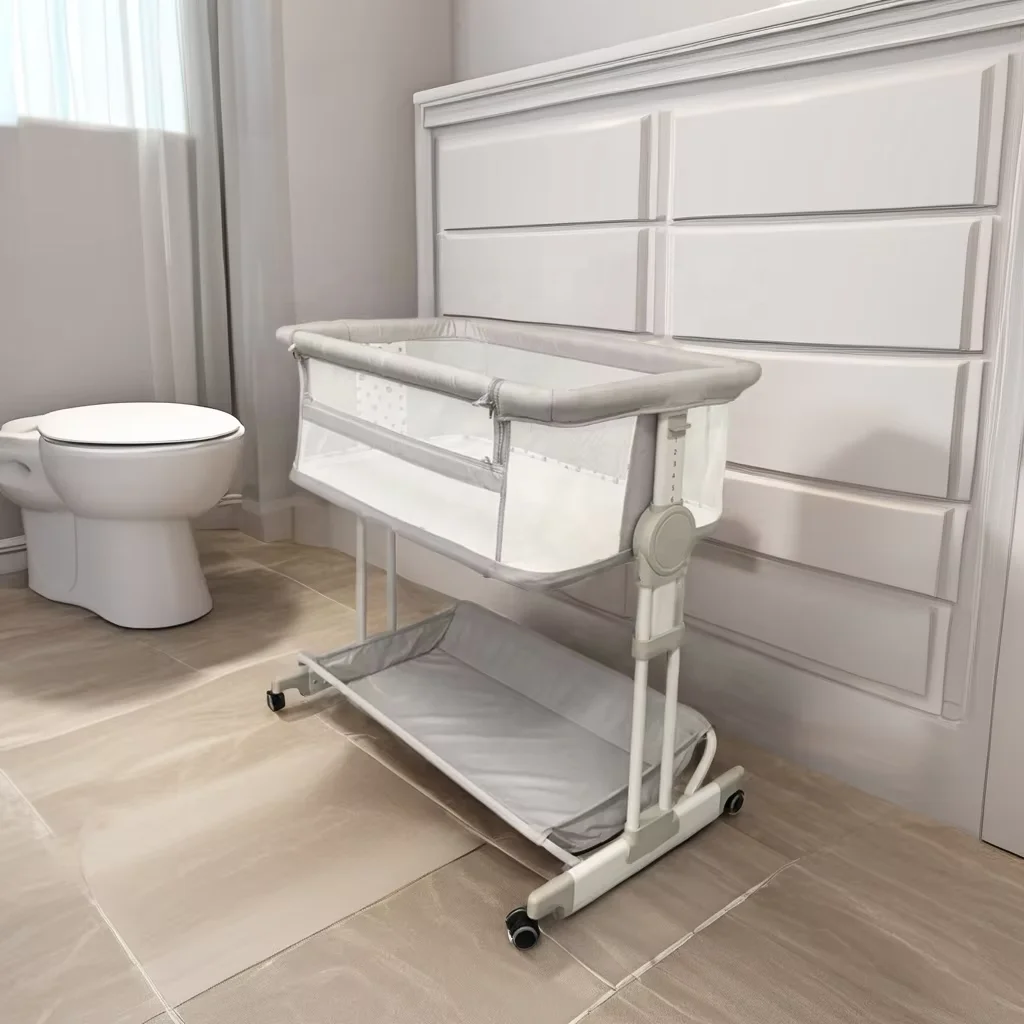 Baby 2-in 1 Customizable Indoor Safety Plastic Aluminum Kids Bed Folding Baby Cots