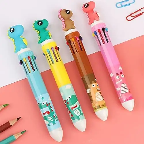 Cute Dinosaur Ballpoint Pens 10 Colors In 1 Pens Multicolor Ball Pens For Kids Gift School Office Supplies