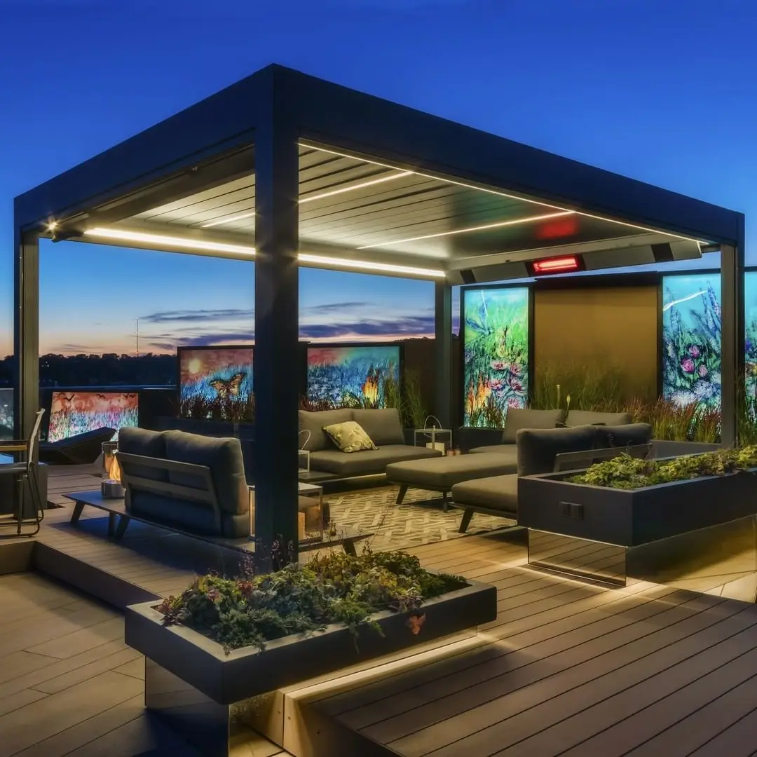 Pergola Aluminum Outdoor Motorized Sunshade Garden Antique Pergola Retractable 3X4