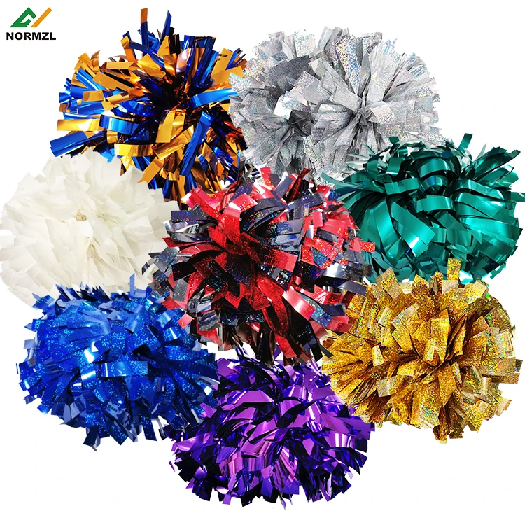 low moq custom size color design style Metallic cheer pom poms cheerleading women Fashion Accessories for team