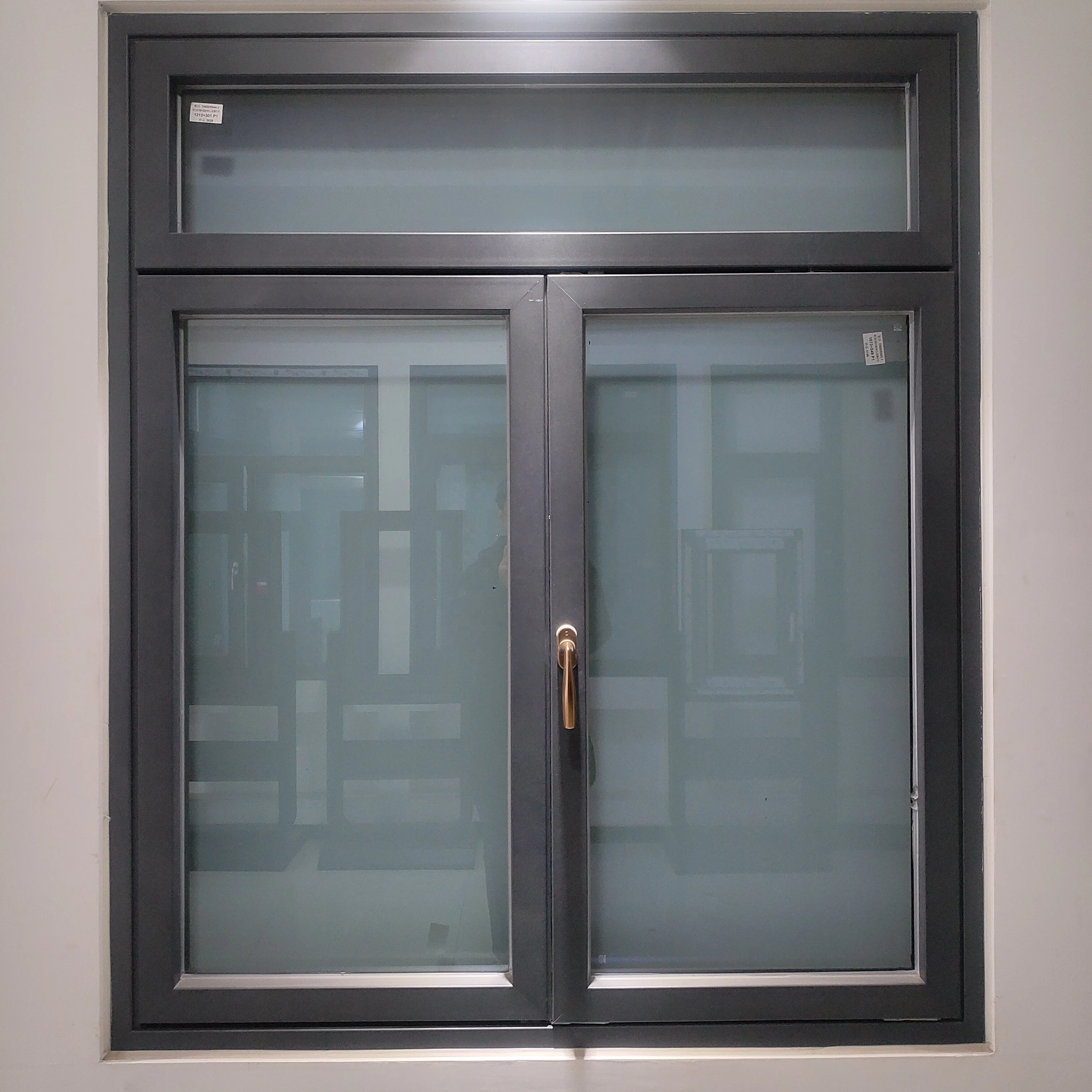 Double glazed simple latest design champagne color 3 tracks exterior aluminium balcony sliding window