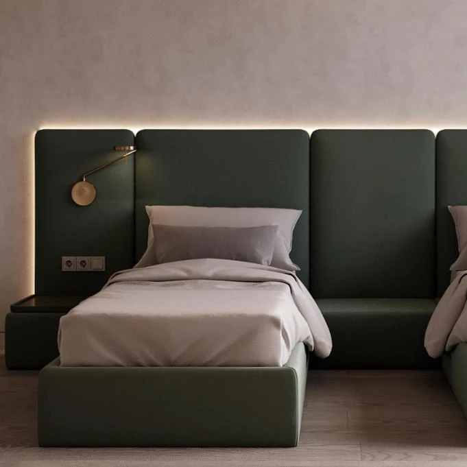 Guangzhou foshan manufacturer wholesale luxury hotel softest velvet fabric bed frame hotel