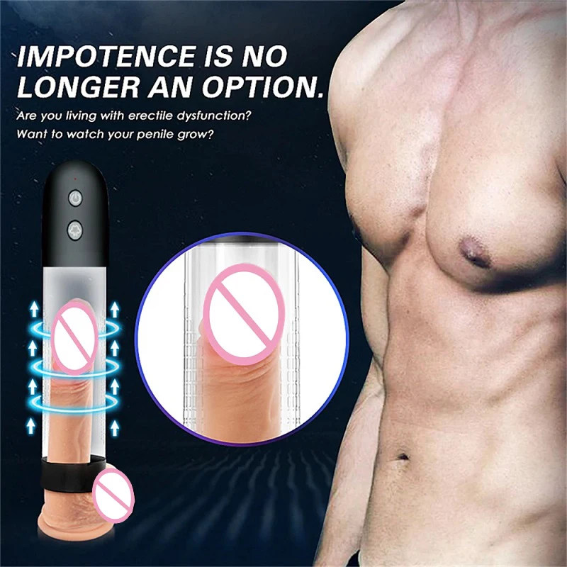 Automatic Men Penis Enlargement Pump USB Rechargeable 3 Speed of Sucking with Cock Ring and Soft Sleeves