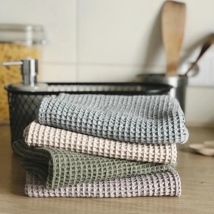 Custom Design Soft Microfiber Waffle Kitchen Towel