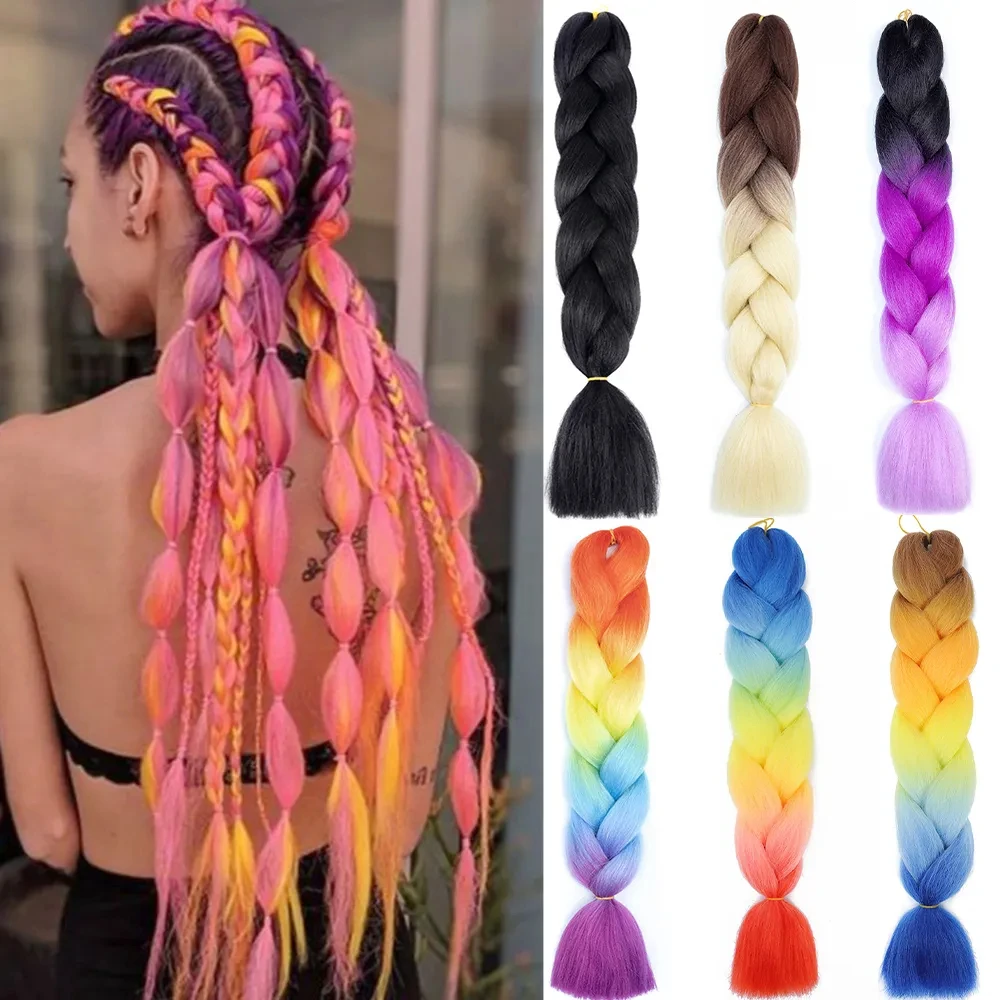 Jumbo Braiding Hair 24inch 100g  Synthetic Hair extension soft light yaki high quality Material Ombre Crochet Braiding Hair