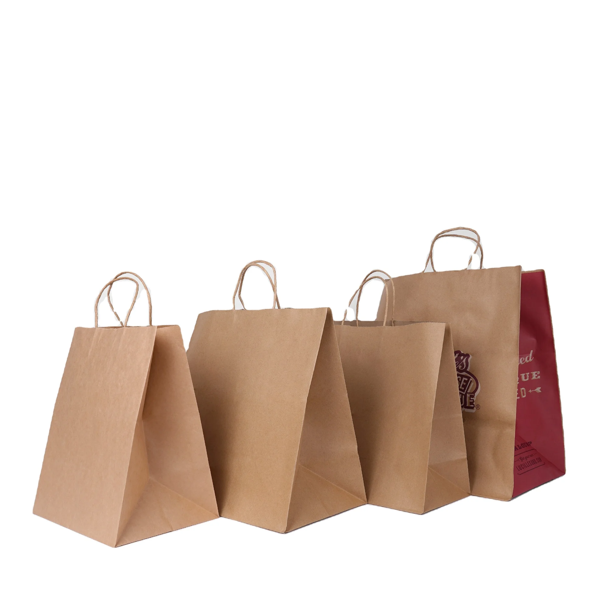 Flexo printing environmental protection recyclable cheap kraft paper shopping gift bags can be customized