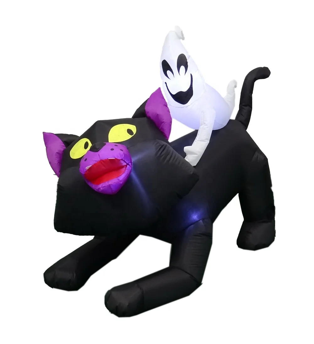 Ourwarm Stable Holiday Decoration Custom Outside Blow up Lawn Decorative Yard Display Airblown Ghost on Cat